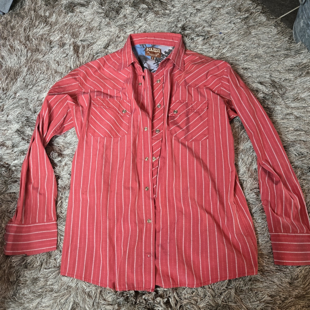 Maxini Premium Red Striped Men's Western Shirt